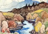 Bas Saint-Laurent by Marc-Aurèle Fortin, Aquarelle et fusain, sold Aug 2022