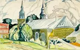 Église, Montréal by Marc-Aurèle Fortin, Aquarelle, sold Aug 2022
