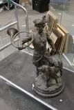 et Prosper LECOURTIER (1855-1924) Chasseur et chiens de chasse by Hippolyte Moreau, Epreuve en bronze à patine brune, sold Apr 2021