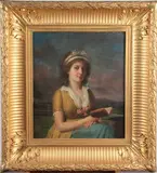 Autoportrait au livre devant un paysage by Marie-Geneviève Bouliard, Toile d'origine, sold Sep 2025