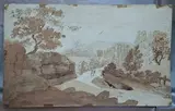 Paysage animé de personnages by Carlo Maratti, 1711, Lavis et crayon en feuille, sold Sep 2025