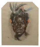 Portrait d'homme africain by Marthe de Witte, Craie noire et pastel, sold Apr 2018