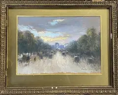 Paris, vue des champs Elysées by André Sinet, 1889, Encre et gouache sur papier, sold Mar 2022