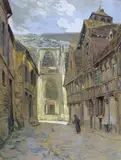 Vieille rue à Lisieux by Henri Pierre Jamet, Pastel et rehauts de gouache signé en bas à gauche, sold Dec 2015