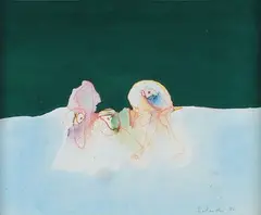 Composition suréaliste by Ylipe, 1971, Aquarelle et gouache signée et datée «71» en bas à droite, sold Dec 2015