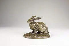 Lièvre à l'écoute by Pierre-Jules Mêne, Epreuve en bronze à patine brun clair nuancé, sold Nov 2015