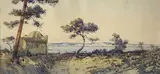 Vue de l'étang de Berre by Alphonse Rey, Aquarelle et rehauts de gouache située en bas à gauche, sold Nov 2015