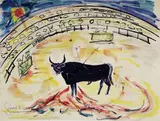 Scène de corrida by Gérard Economos, 1957, Aquarelle sur papier signé et daté "57" en bas à gauche, sold Nov 2015