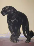 Panthère noire debout, c. 1927 by Paul Jouve, Lithographie originale en couleur, sold Nov 2015