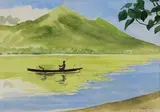 La pirogue noire à Moorea by Jacques Boullaire, 1949, Aquarelle et mine de plomb signée, sold Nov 2015
