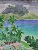 Bora Bora vu de Piti u Tai by Jacques Boullaire, Aquarelle et mine de plomb, sold Nov 2015