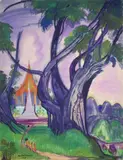 Les moines à Luang Prabang (Laos) by André Maire, 1957, Gouache sur papier, sold Nov 2015