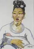 Maternité by Léa Lafugie, Lithographie rehaussée signée en bas à droite, sold Nov 2015