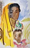 Femme et son enfant by Élisabeth Faure, Aquarelle signée en bas à droite, sold Nov 2015