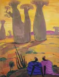 Conversation sous les baobabs by André Maire, 1959, Gouache sur papier signé et daté en bas à gauche, sold Nov 2015