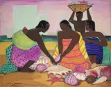 Jeunes vendeuses malgaches de coquillages by André Maire, 1959, Gouache sur papier signé et daté en bas à gauche, sold Nov 2015