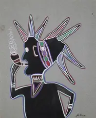 Fumeurs de pipe by Marcel Gotène, Gouache sur papier signé en bas à droite, sold Nov 2015