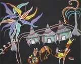 Le village by Marcel Gotène, Gouache sur papier signé en bas à droite, sold Nov 2015