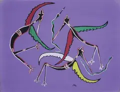 Oiseaux by Marcel Gotène, Gouache sur papier signé en bas à droite, sold Nov 2015