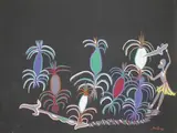 L'homme et l'ananas by Marcel Gotène, Gouache sur papier signé en bas à droite, sold Nov 2015