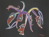 Masques et fétiches by Marcel Gotène, Gouache sur papier signé en bas à droite, sold Nov 2015