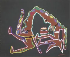 Personnages assis by Marcel Gotène, Gouache sur papier signé en bas à droite, sold Nov 2015