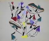 Danseurs en pagne by Marcel Gotène, Gouache sur papier signé en bas à droite, sold Nov 2015