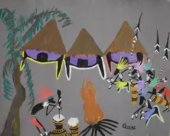 Pilage du Manioc by Marcel Gotène, Gouache sur papier signé en bas à droite, sold Nov 2015