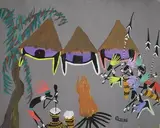 Pilage du Manioc by Marcel Gotène, Gouache sur papier signé en bas à droite, sold Nov 2015