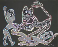 Scène figurative by Marcel Gotène, Gouache sur papier signé en bas à droite, sold Nov 2015
