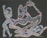 Scène figurative by Marcel Gotène, Gouache sur papier signé en bas à droite, sold Nov 2015