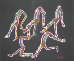 Caméléons by Marcel Gotène, Gouache sur papier signé en bas à droite, sold Nov 2015