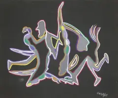 Composition by Marcel Gotène, Gouache sur papier signé en bas à droite, sold Nov 2015
