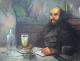 Verlaine au café le Soleil d'or en 1896 by Louis Fortuney, Pastel signé et titré en bas à gauche, sold Oct 2015