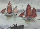 Les sardiniers à Douarnenez by Frédéric Deshayes, Aquarelle signée en bas à droite et située, sold Oct 2015