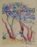 Arbres rouges by Henri Manguin, Lithographie en couleur signée dans la planche et numérotée au crayon "68/120", sold Oct 2015