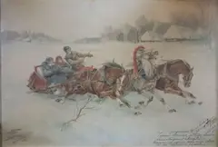Troïka by Pierre Petrovitch Perchine, 1926, Aquarelle signée et datée «26» en bas à gauche, sold Jun 2015