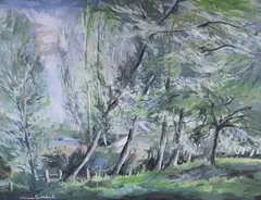 La rangée d'arbres by Nanic Osterlind, Gouache sur papier signé en bas à gauche, sold Jun 2015