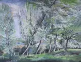 La rangée d'arbres by Nanic Osterlind, Gouache sur papier signé en bas à gauche, sold Jun 2015