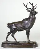 Cerf qui écoute by Antoine-Louis Barye, Epreuve en bronze à patine brun nuancé, sold Jun 2015