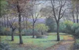 Le parc en automne by Louis Emile Minet, 1916, Pastel signé en bas à droite et daté, sold Apr 2015