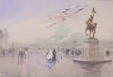 Place des Pyramides, Paris by Francis Garat, Aquarelle, sold Apr 2015
