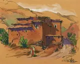 La maison rouge by Paul Neri, Gouache signée en bas à droite, sold Mar 2015