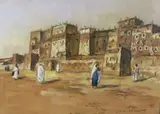 La ville fortifiée by Georges Pierre Guinegault, Fusain et gouache signé en bas à droite, sold Mar 2015