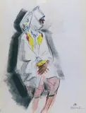 La marocaine by Albert Brenet, Pastel signé et monogrammé en bas à droite, sold Mar 2015