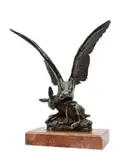 Milan emportant un lièvre by Antoine-Louis Barye, Epreuve en bronze, fonte d'édition multiple ancienne vers, sold Mar 2009