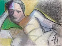 Femme nue allongée by Nicolas Poliakoff, 1950, Pastel signé en daté en bas à droite, sold Nov 2008