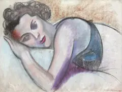 Femme au bustier noir by Nicolas Poliakoff, 1950, Pastel signé et daté en bas à droite, sold Nov 2008
