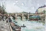 Paris, le pont Neuf by L. P. Robert Lavoine, Aquarelle signée en bas à droite, sold Oct 2008