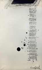ÉCRITURES" 1962 by Bernard Quentin, Gouache sur papier marouflé sur toile signé et daté en bas à droite, contresigné et contre, sold Oct 2008